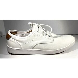 Steve Madden Fenta White Canvas Leather Low‑Top Comfort Sneakers Men 9.5